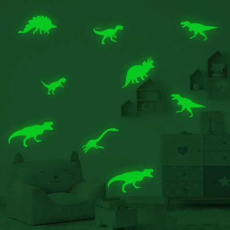 Glow in The Dark Toys Dinosaurs Luminous Star Stickers 9pcs/bag for Bedroom Decor PVC Toys for Kids