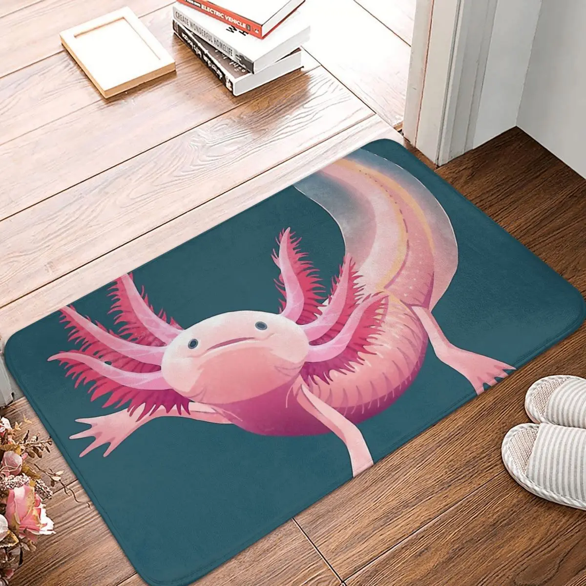 Axolotl Lover Walking Fish Bathroom Non-Slip Carpet Pink Bedroom Mat Welcome Doormat Floor Decor Rug