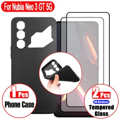 3 - in - 1 Black Edge Phone Case and Screen Protector Set with Anti - Fingerprint Film for Nubia Neo 3 GT 5G (Black)