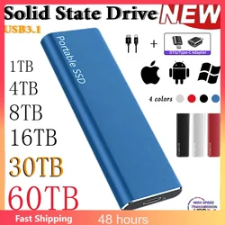 External Hard Drive Portable SSD 1TB 2TB Type-C/USB 3.0 Interface High-Speed Hard Disk Storage Device for Laptop/PC/Desktop/Mac