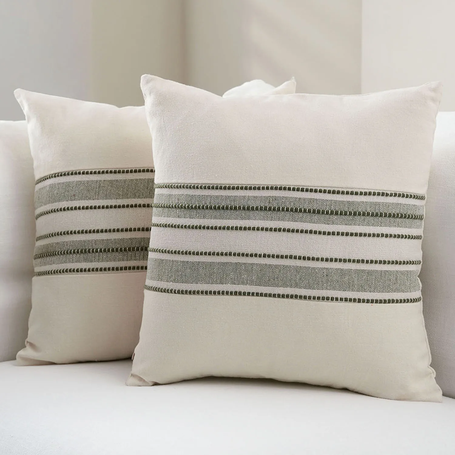 Farmhouse Boho Striped Throw Pillow Covers - Decorative Cushion Covers