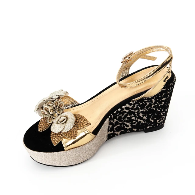 Bata Women Black, Gold Wedges - Buy Bata Women Black, Gold Wedges Online at  Best Price - Shop Online for Footwears in India | Flipkart.com