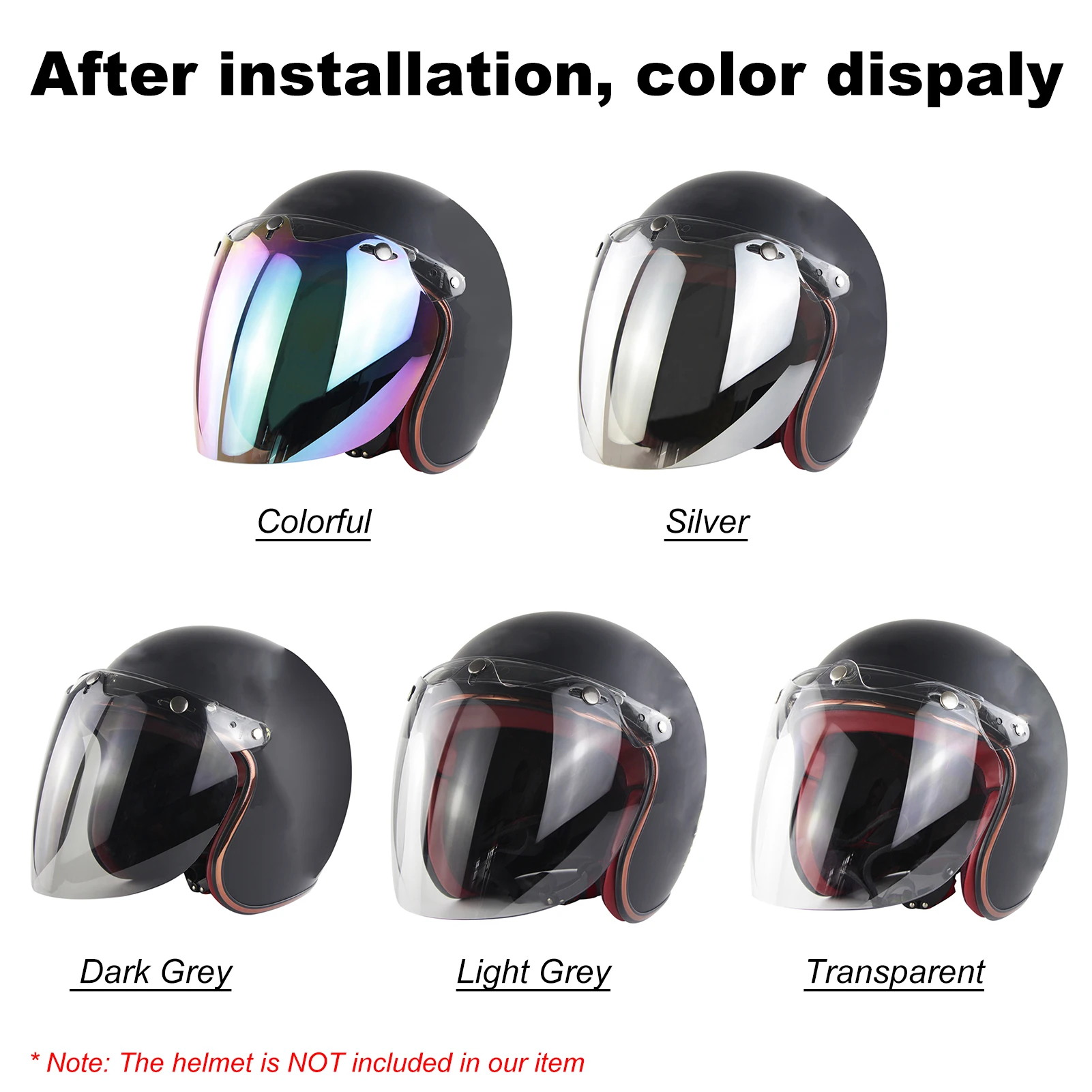Open Face Helmet Visor Motorcycle Helmet Bubble Lens 3-Snap Bubble Wind Shield Visor Anti-UV /Anti-fog Motorcycle Helmet Lens
