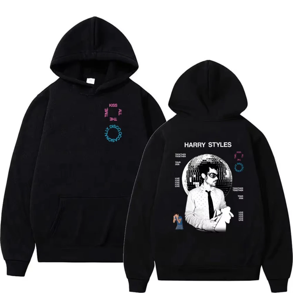 Harry Styles Kiss All The Time Disco Occasionally Tour 2026 후드티 남성 힙합 플리스 풀오버 스웨트셔츠 레트로 오버사이즈 후드티