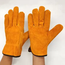 Men's Premium Cowhide Safety and Utility Gloves (Yellow)