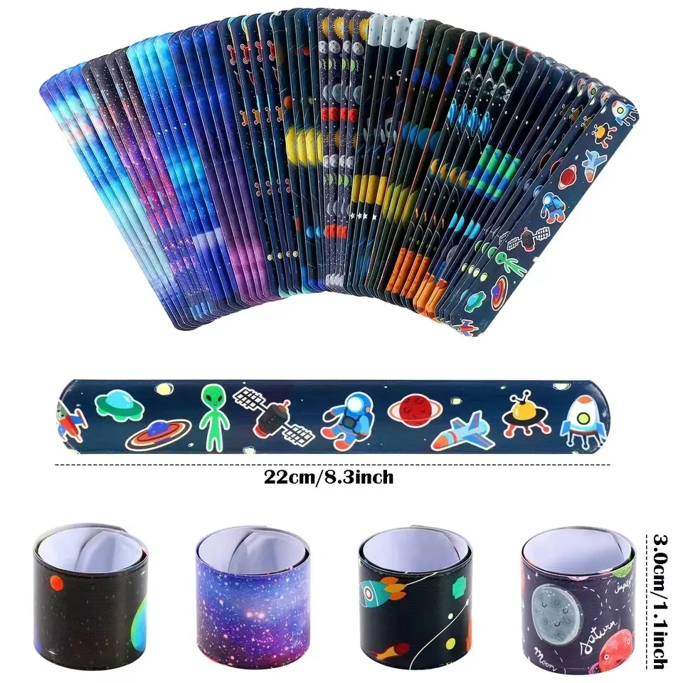 Space Astronaut Snap Bracelets-Pinata Toy Loot/Party Bag Filler Kids Pocket Slap Band Gift For Boy Girls Birthday Party Favors