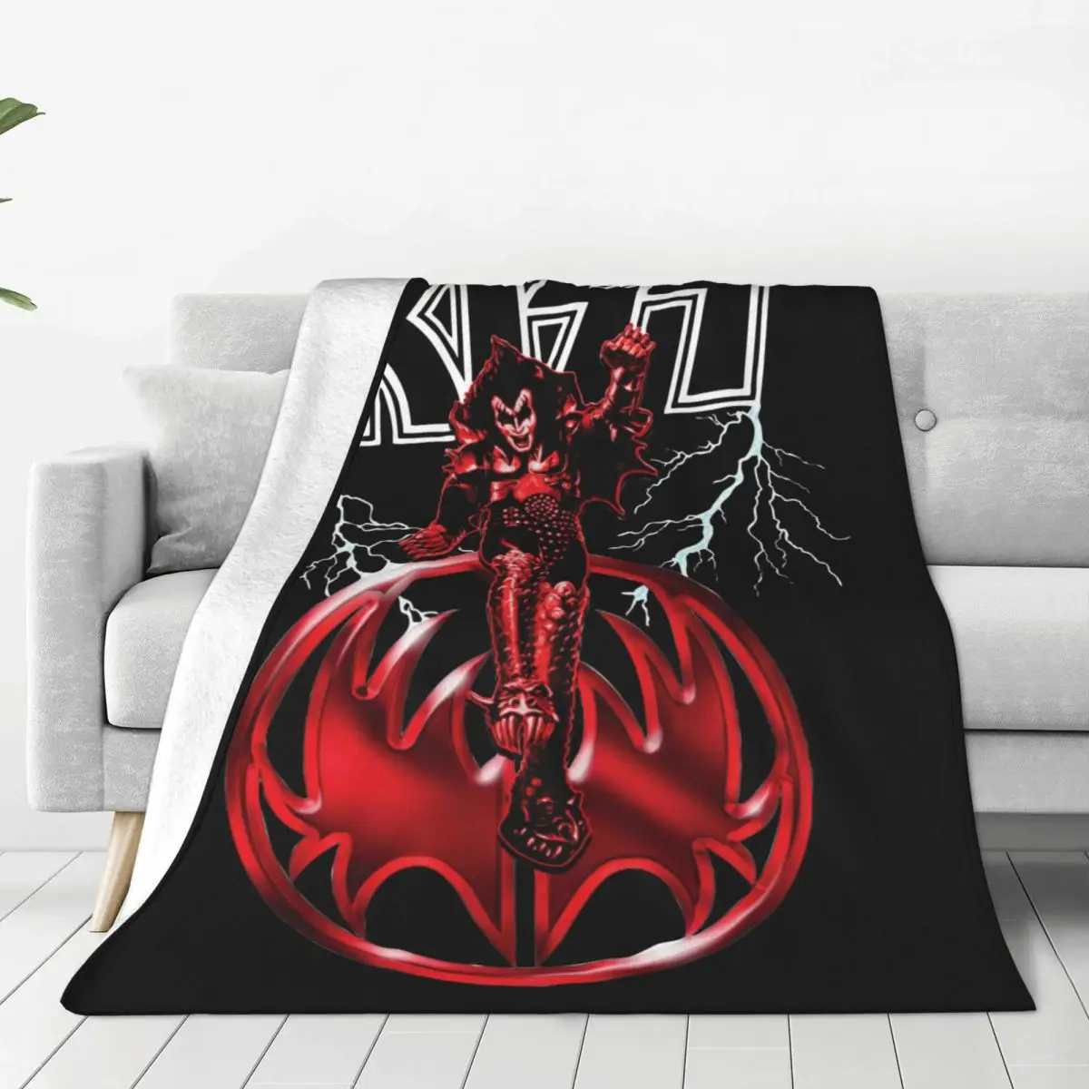

Kiss Band Demon Knitted Blanket Fleece Throw Blanket Bedroom Sofa Printed Ultra-Soft Warm Bedspreads