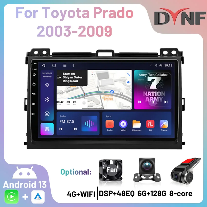 

Auto Car Radio Android Carplay Multimedia Player GPS Navigation For Toyota Land Cruiser Prado 120 3 Lexus GX470 J120 2003-2009