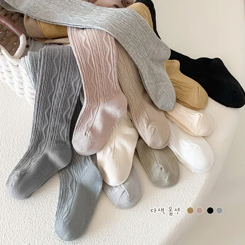 Kids pantyhose Spring Autumn Pantyhose for Children Girl Solid Color Wave Pattern Tight Legging Sock