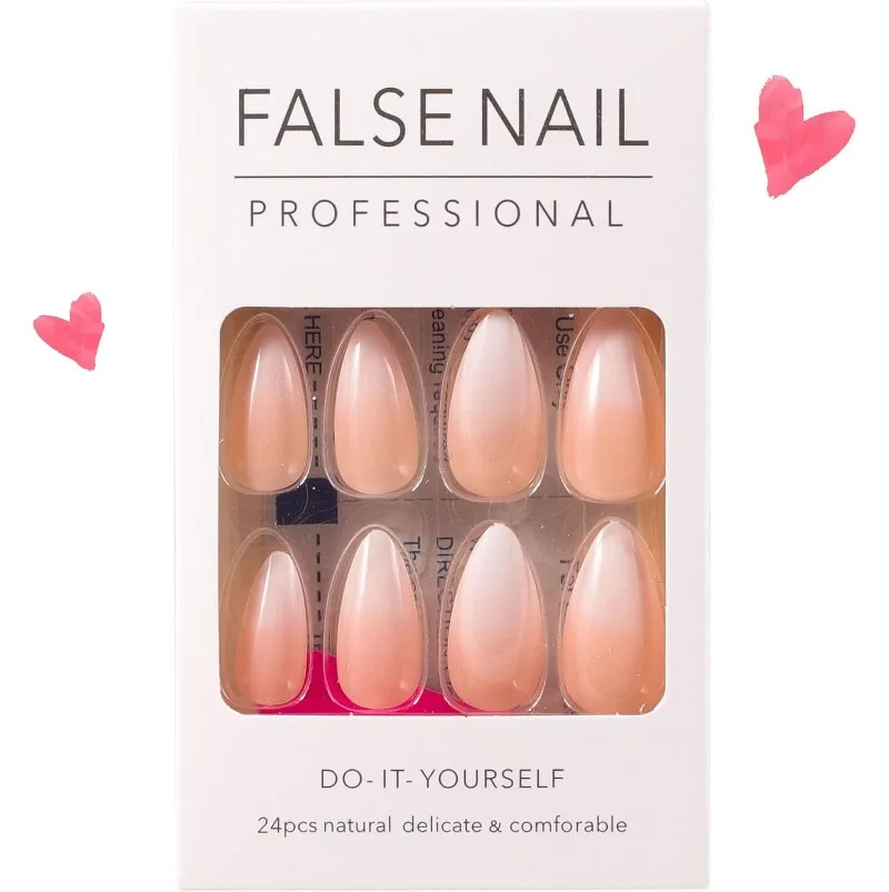 Description Picture 6 of item24PCS Press on Nails Short Almond Medium Fake False Nails With Glue Acrylic Nail Art Nails for Women Girls Almond Nude Gradient