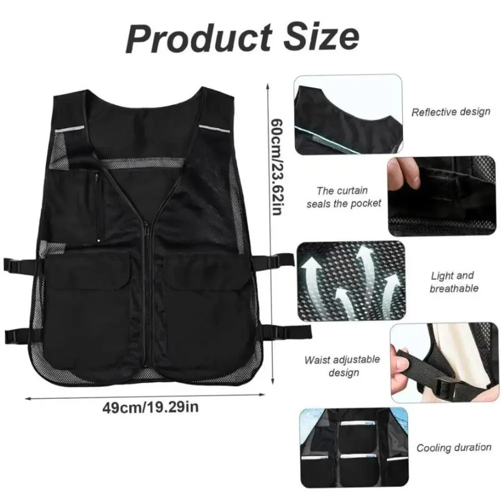 8개의 아이스팩이 포함된 아이스 쿨링 조끼 방수 통기성 야외 작업 조끼 조절 가능한 다기능 야외 러닝 조끼