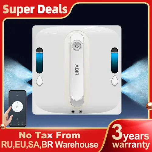 Robot Window Vacuum Cleaner ABIR WD9,4-Way Water Spray, Laser Sensor,9000PA Suction, Low Nosise,Wet Dry Scrape & Wipe in One