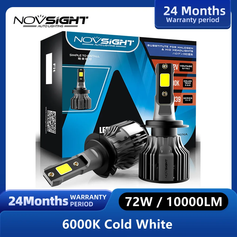 Novsight N39 H7 LED světlomet pro auto H4 LED H1 H11 9005 HB3 9006 HB4 6000K 10000LM 72W 12V LED auto světlomet mlha lehký žárovky