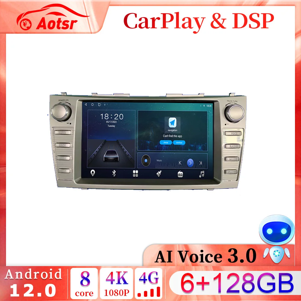

Android 13 Car Radio Stereo DSP Multimedia Player For Toyota Camry 6 XV 40 50 2006 - 2012 GPS Navigation Head unit WiFICARPLAY