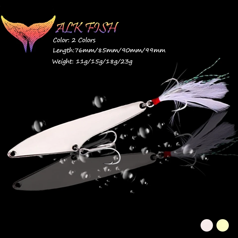WALK FISH 11g/15g/18g/23g Fishing Metal Sequins Spoon Hard Bait Sinking With Feathers Hooks Artificial Pike Tackles |