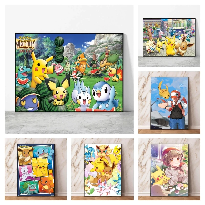 

Canvas Artwork Painting Pokemon Pikachu Modern Home Children's Bedroom Decor Living Room Decor Gifts Kid Action Figures