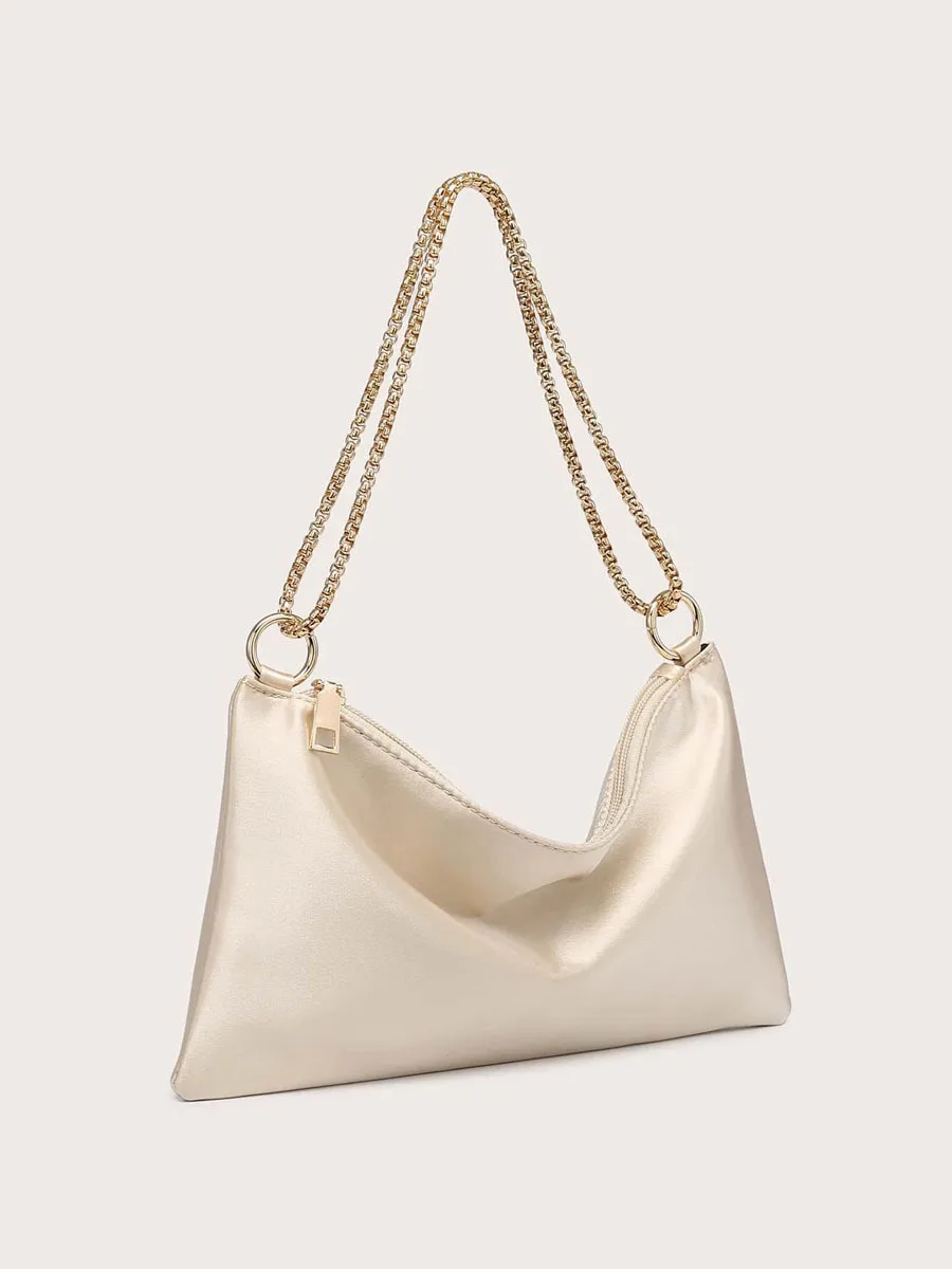 Women High Quality Square Solid Bags New Retro Women Crossbody Bags Style Crescent Chain Satin Underarm Shoulder Bags for Women