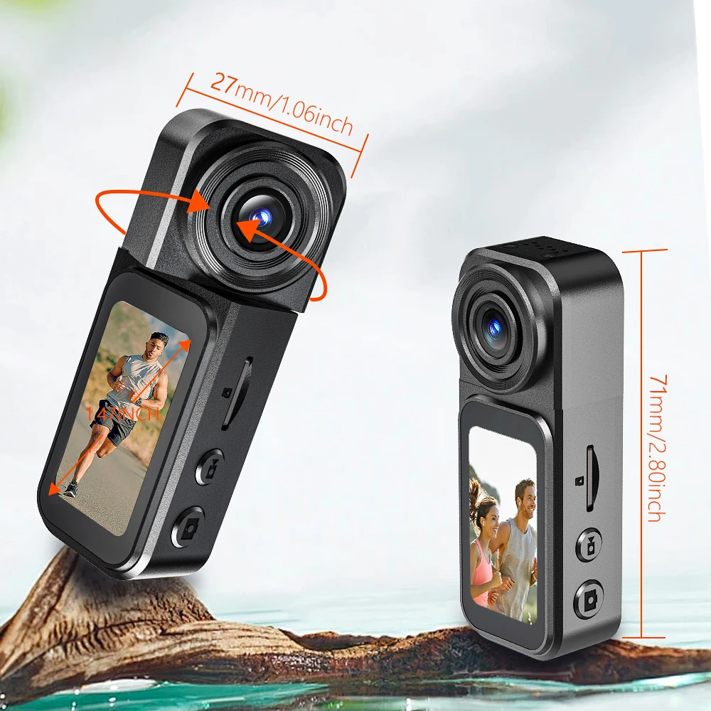 A75 WiFi 액션 카메라 강력한 자석식 POV 2.7K 녹화 핸즈프리 400mAh 미니 캠코더 1.47인치 IPS 터치 스크린 카메라