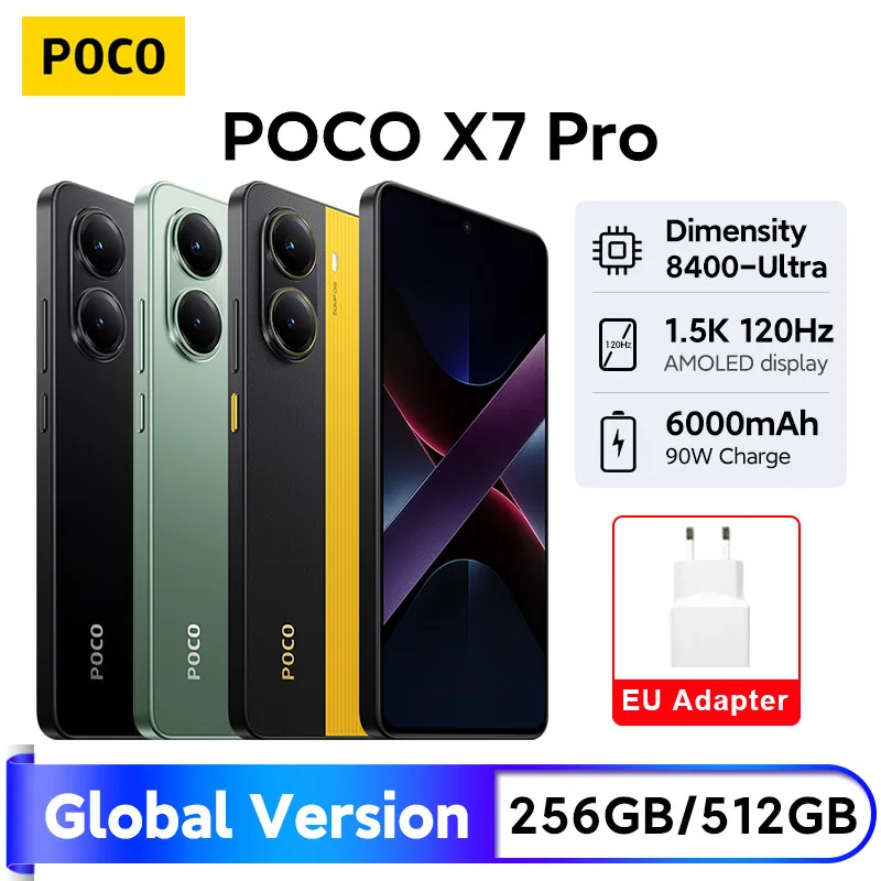 POCO X7 Pro 5G グローバルバージョン携帯電話 6000mAh 90W