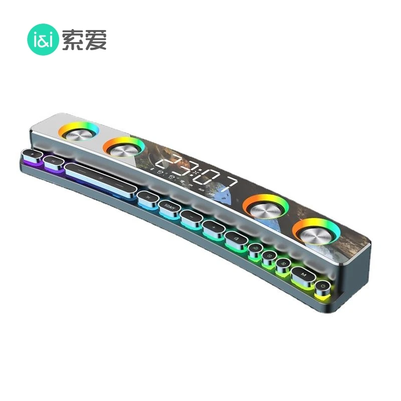 Bluetooth Speaker SOAIY SH39 Multimedia Bluetooth Boombox Home Desktop Gaming Pc 4D Surround Stereo RGB Light Mechanical Keys