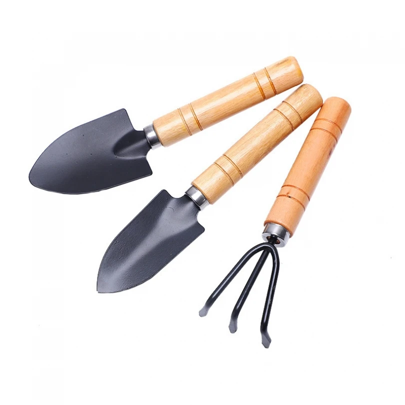 3pcs-Garden-Shovel-Rake-Potting-Tools-Mini-Wooden-Handle-Iron-Spade ...