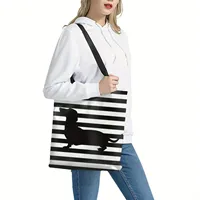 Sac fourre-tout Chic imprimé teckel, sac à main à bandoulière décontracté de grande capacité pour femmes, sac d'épicerie robuste en Polyester réutilisable 4