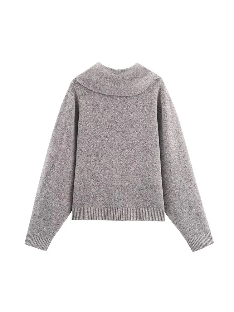 Women Solid Knitted Sweater Street Casual Single Breasted O-neck Full Sleeve Loose Open Stitch Top Female Scarf Decor Knitwear