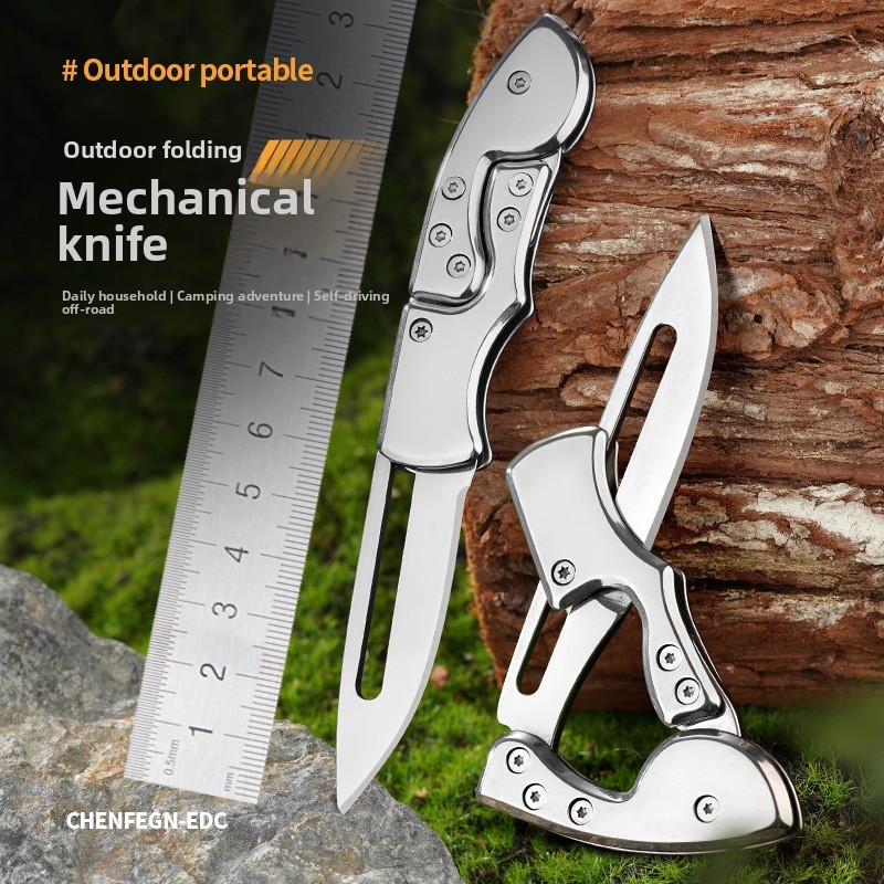 Outdoor Folding Knife Mechanical Folding Knife All Steel Creative Fruit Knife Stainless Steel Camping Knife