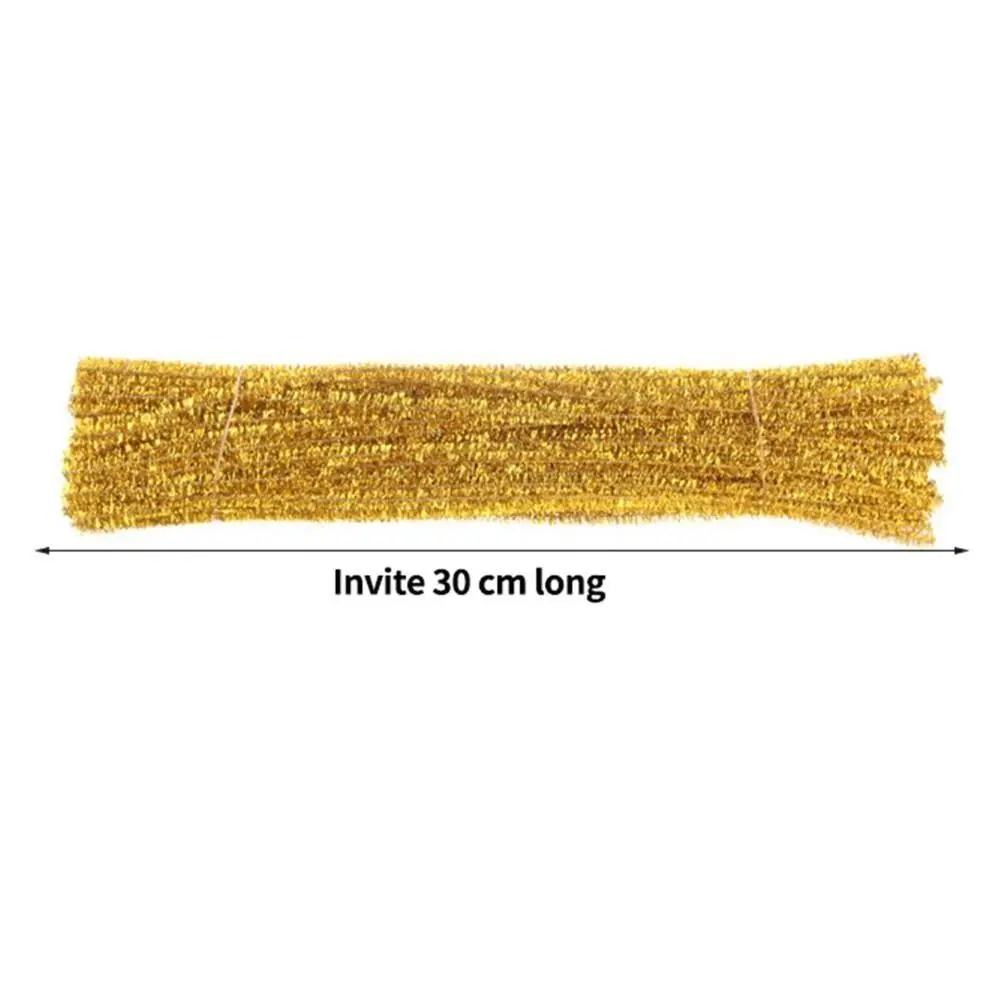 100Pcs New 30cm Glitter Chenille Stems Wool Top Christmas DIY Craft Supplies Torsion Bar Tinsel Stems  Tinsel Stems