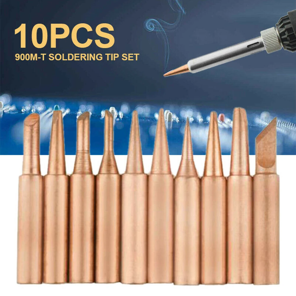 

10 Pcs 900M-T Soldering Iron Tips Pure Copper Welding Head For Soldering Station Solder Tips Tools