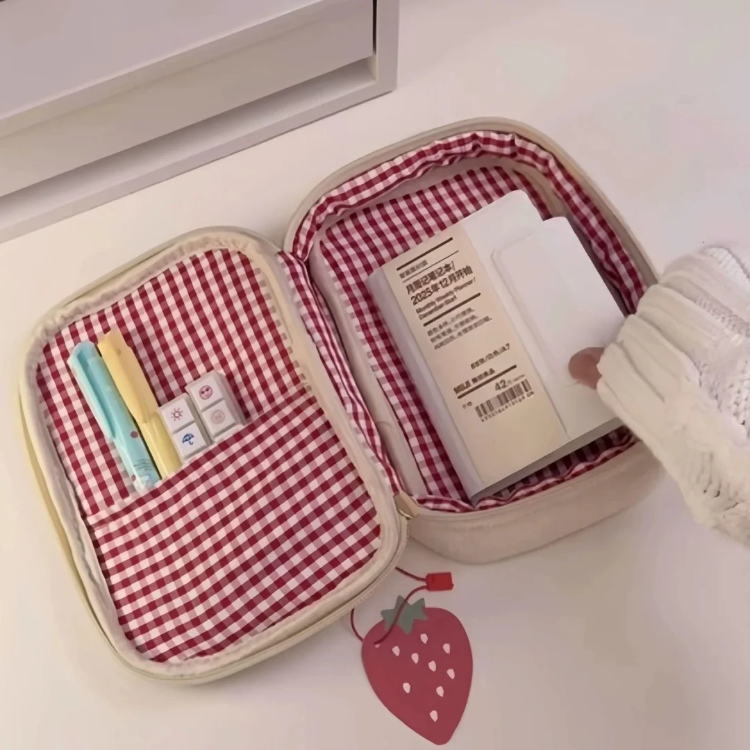 Große Kosmetiktasche Aus Plüsch Für Damen Erdbeer Design_voghion.com