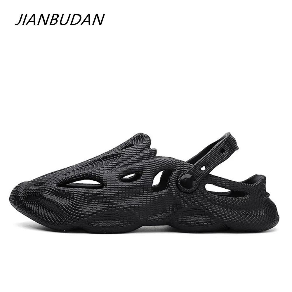 

JIANBUDAN EVA Outdoor Flat Slides Men Summer Thick sole Sandals Fashion Leisure Beach shoes Home Bathroom shoes Slippers