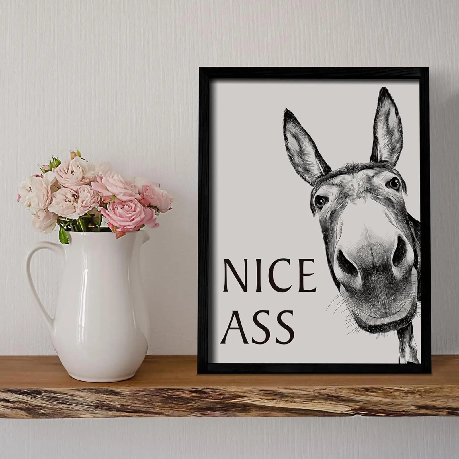 Humorous Donkey Bathroom Wall Art - Nice Ass Decorative Poster