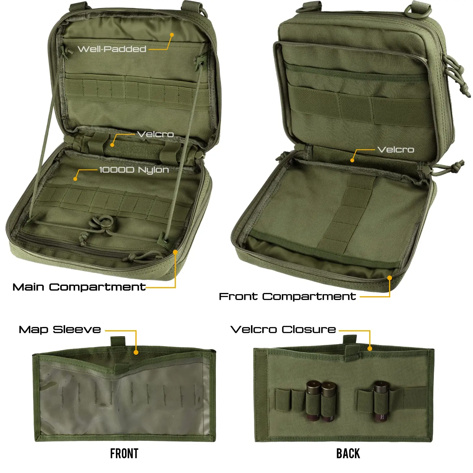 Tactical Admin Pouch of Double Layer Design, Molle EDC EMT Utility Pouches ,Sleeve Modular Tool Pouch Large Capacity 5