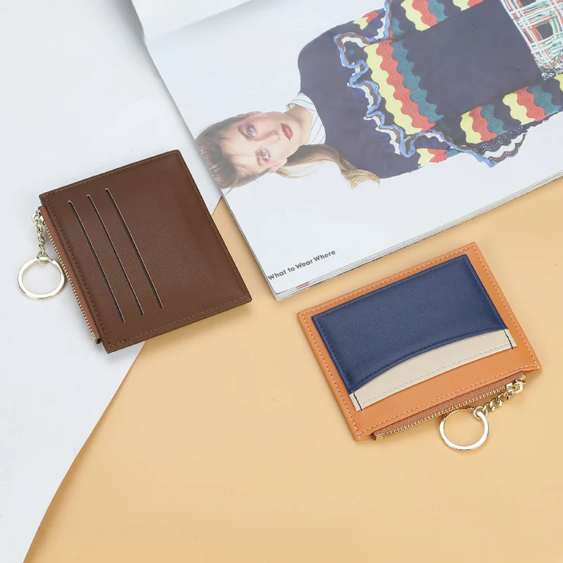 2023 New PU Leather Wallets For Men Money Bags Multi-card Version Mini Keychain Wallet ID Credit Card Holders Zipper Coin Purses