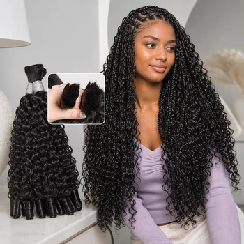 12A Human Braiding Hair for Boho Braids Burmese Curly Spiral Ends Bulk For Bohemian Knotless Braids 5Bundles No Weft Extensions 1