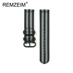 Versatile Quick Release Nylon Watch Strap with Black Ring Buckle - 22mm (Black Gray)