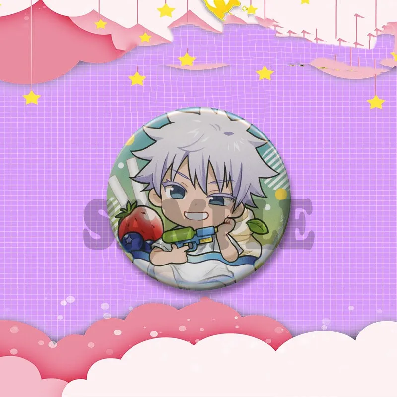 Cartoon Animation Collection Runde Brosche Niedliche Anime Figur Gojo Satoru Abzeichen Schmuck Pins Geschenke für Freunde Tasche Hut Shirt Dekor – Detail 5