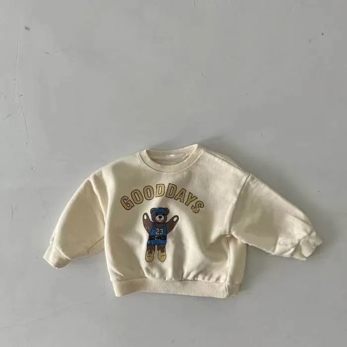 Autumn Baby Cartoon Bear T-shirt Newborn Boy Girl Letter Print Casual Tops Infant Fashion Long Sleeve Tees Toddler Cotton Tshirt