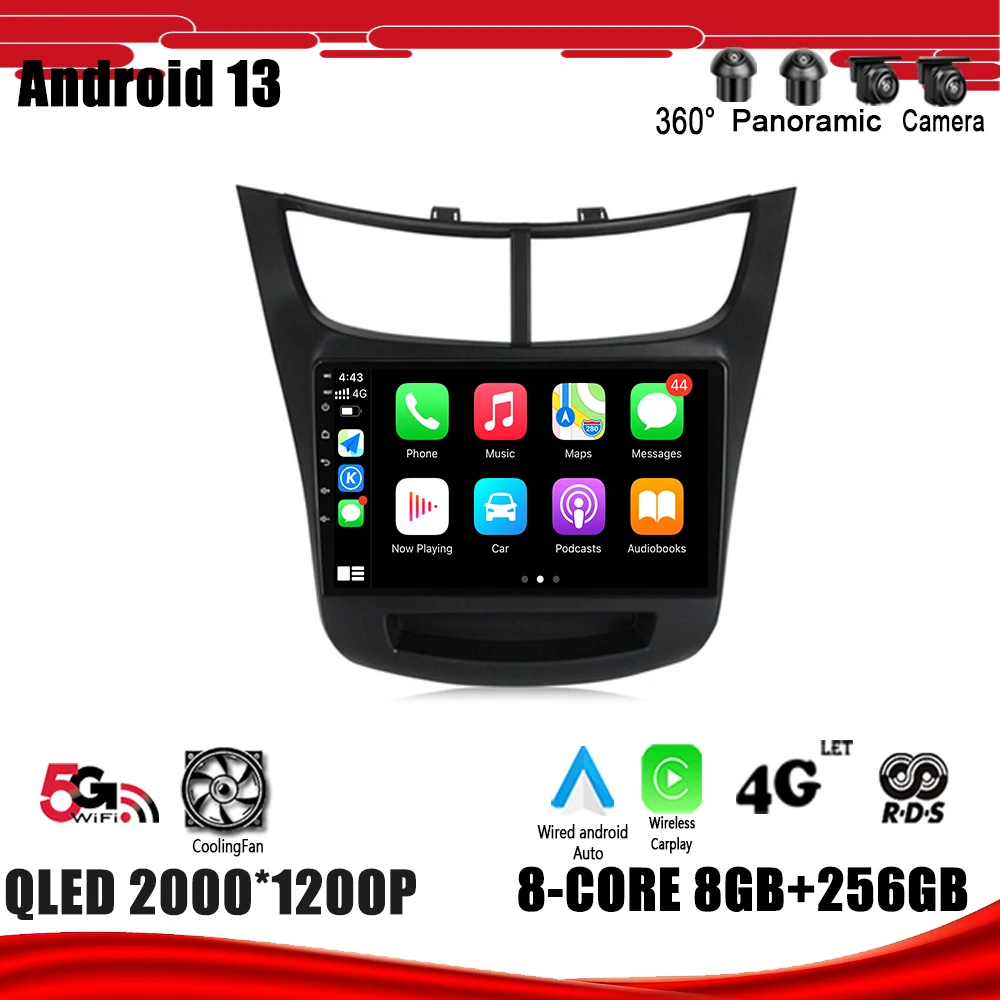 

Navigation GPS DSP Carplay WIFI Car Radio Multimedia Player Android 13 For Chevrolet Sail Aveo 2015 2016 2017 2018 2019