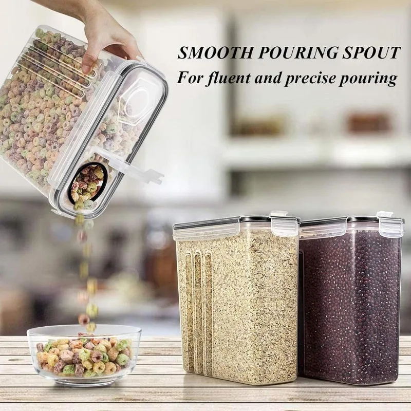 Cereal & Dry Food Storage Containers Airtight Set of 8 [2.5L / 85.4oz] for Sugar Flour