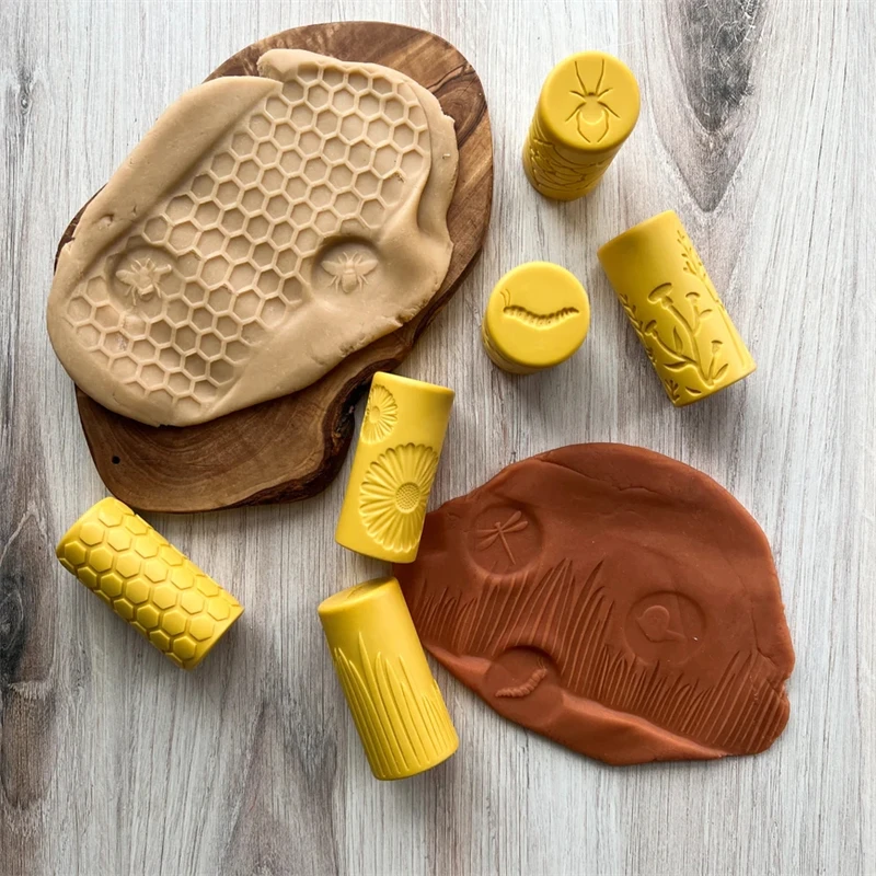 Montesorri Play Dough Stamp Toys Play Dough Fun Sensory Stamper Roller Play Dough Tools Mould Montessori Educational Wooden Toys