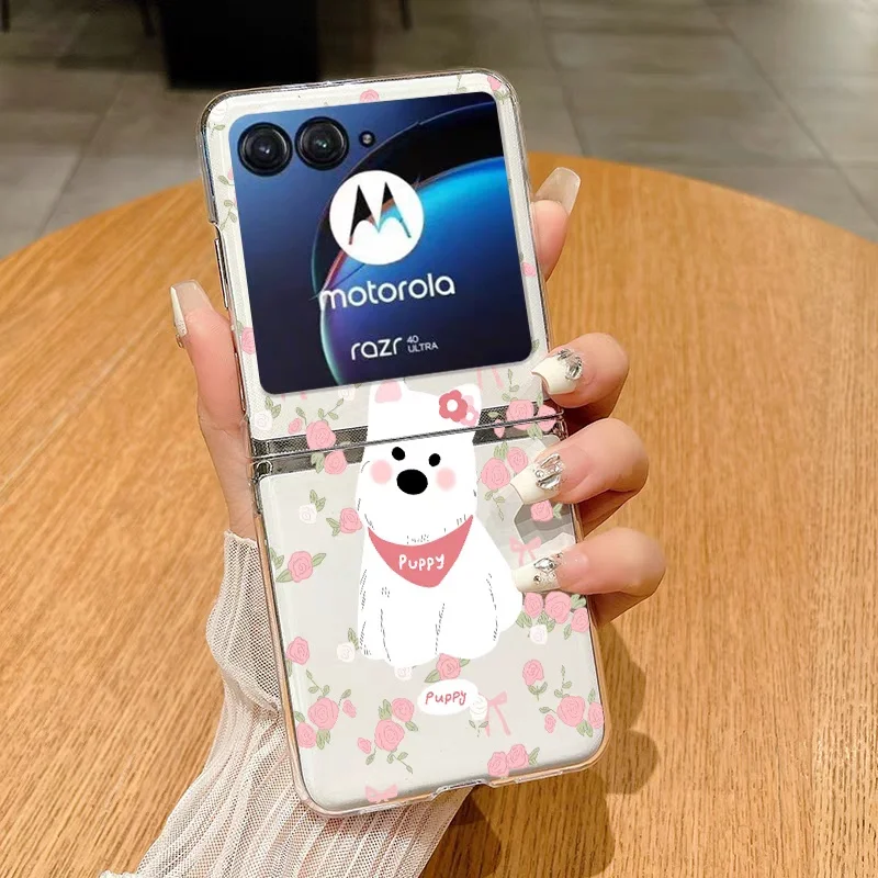 Charming Cartoon Dog Folding Phone Case - Clear Hard Cover