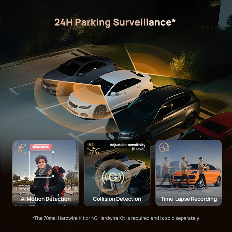 داش كام 70mai A810S بدقة 4K أمامي + خلفي 1080P مع...