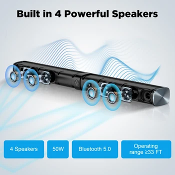KY8000 2 in 1 Separable Soundbar for TV Sound bar, 50W Wired & Wireless Soundbar,  ARC/Optical/AUX Connection 5