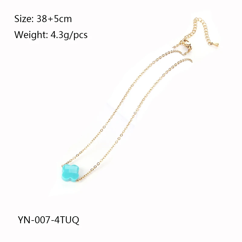 Modeschmuck Damen Exquisite Mini Classic Cut Gem Clover Kristall Anhänger 18k vergoldete wasserdichte Edelstahl Halskette – Detail 11