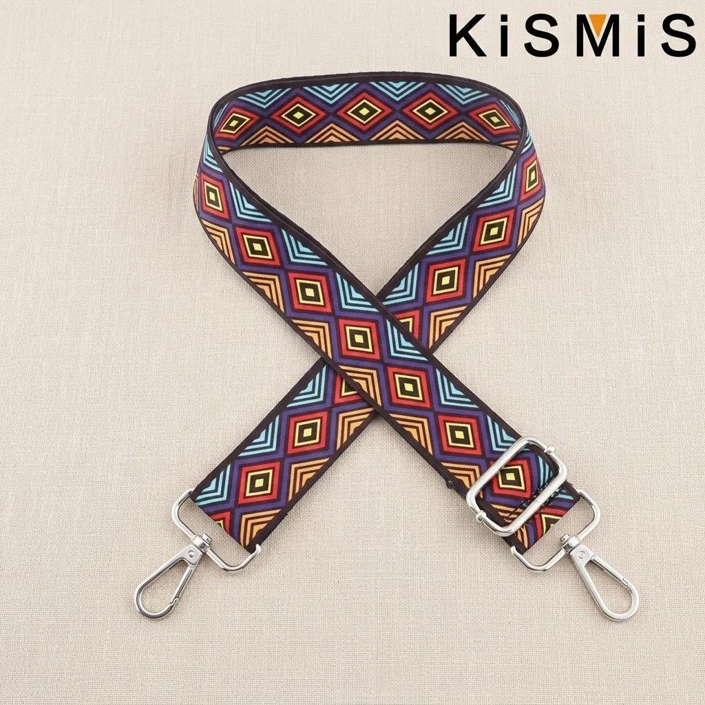 Embroidered Colorful Nylon Crossbody Strap for Women - Adjustable Fashion Shoulder Bag Accessory