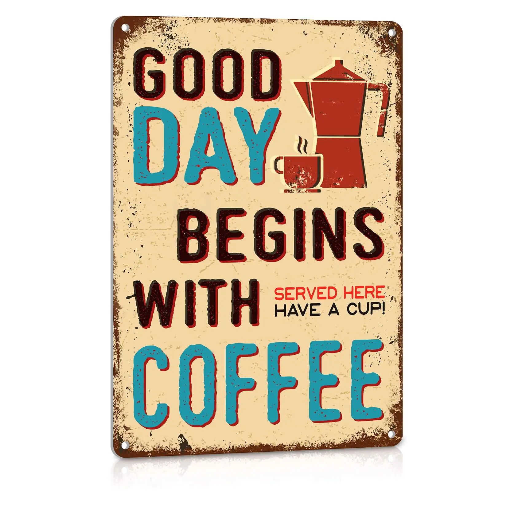 Kaffeeschild Vintage Cafe Station Wanddekoration, Aluminium Metallschilder für Bar Home Küchendekorationen