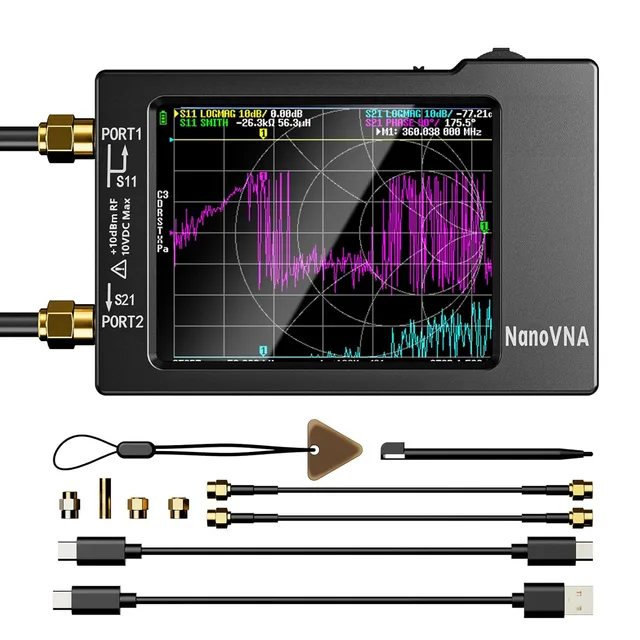 New NanoVNA-H Vector Network Antenna Analyzer 2.8" Display 10KHz-1.5GHz MF HF VHF UHF SWR With SD Card Slot Digital Nano Tester