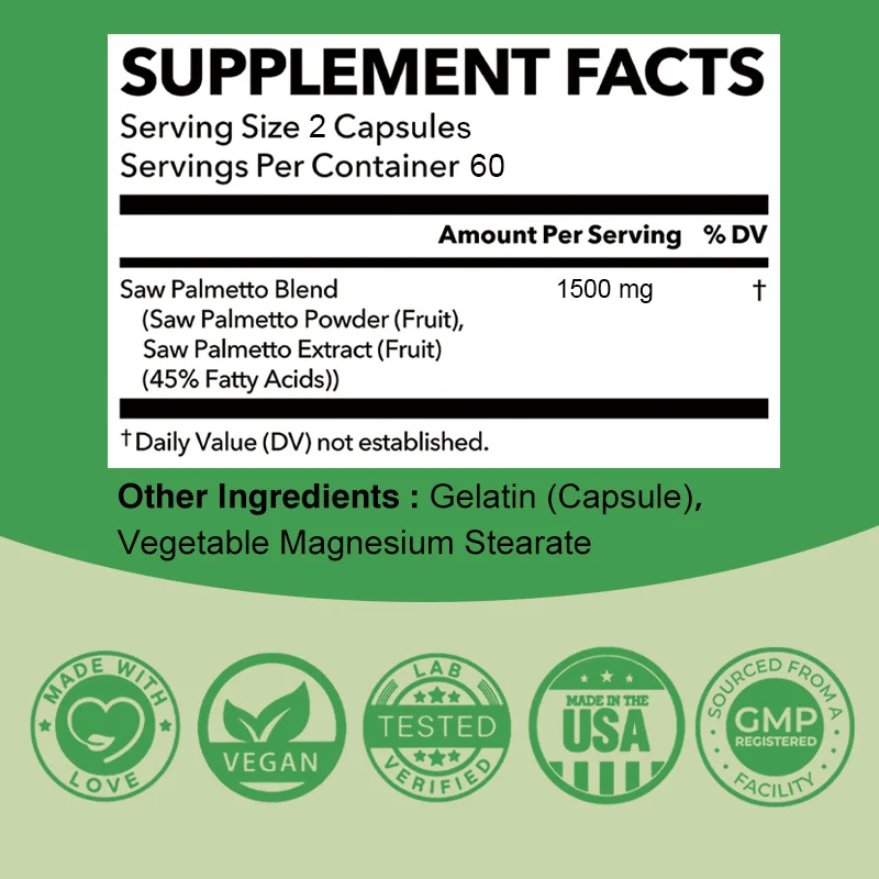 Saw Palmetto Supplement Prostate Urinary Tract Capsules Saw Palmetto Men&rsquo;s Prostate Prevents Hair Loss And Relieves Frequent Urination